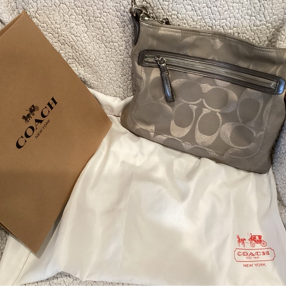Coach Silver Crossbody Bag with Signature Design - Picture 1 of 2